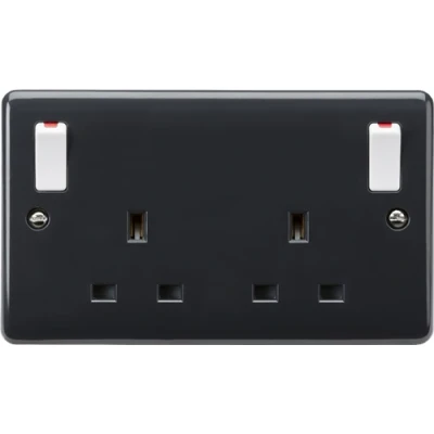 Image of KnightsBridge 13A 2G DP switched socket with white outboard rockers [Part M compliant]