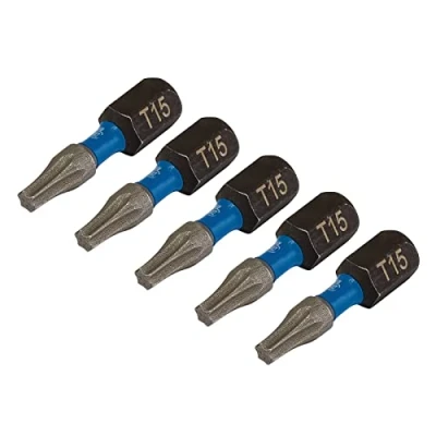 Image of Draper Expert TX STAR Impact Screwdriver Bits, T15 x 25mm, 1/4&quot; Hex (Pack of 5)
