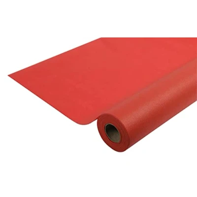 Image of Disposable spun bound non woven tablecloth Roll 50 M long X 1.20 wide Ripstop, water repellent and wipe able fabric red