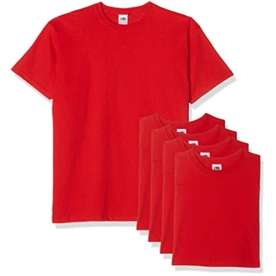 Image of Fruit of the Loom Men&#039;s Super Premium Short Sleeve T Shirt, Red, S UK
