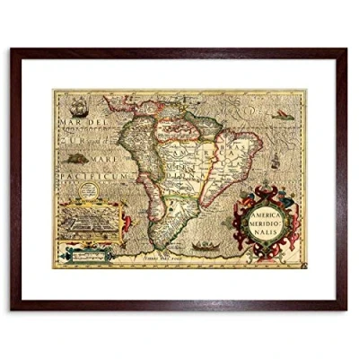 Image of Wee Blue Coo MAP ANTIQUE SOUTH AMERICA MERCATOR BRAZIL OCEAN FRAMED PRINT F97X3978
