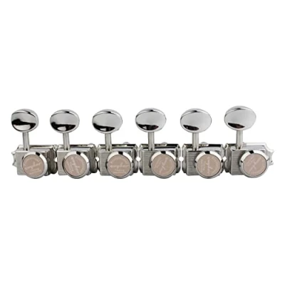 Image of Guyker 6 in line Vintage Guitar Lock String Tuners Locking Tuning Key Pegs Machine Heads Replacement Parts for ST TL Style Electric Guitars nickel