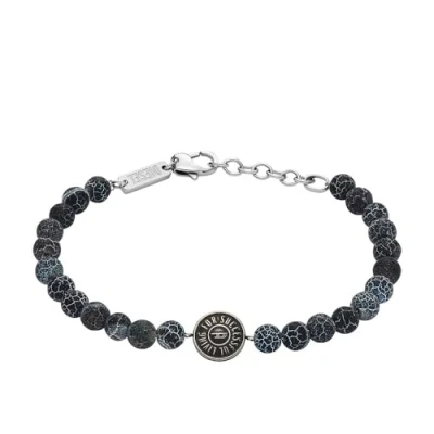 Image of Diesel Men&#039;s Black Agate Beaded Bracelet, DX1464040