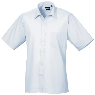 Image of Premier Mens Short Sleeve Formal Poplin Plain Work Shirt (17.5) (Light Blue)