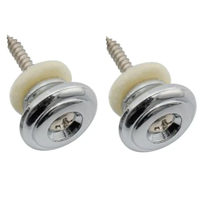 Image of Musiclily Pro 17mm Large Round Zinc Alloy Strap Buttons End Pins for Electric Acoustic Classical Guitar Ukulele, Chrome (Set of 2)