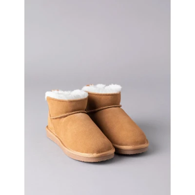 Image of Lakeland Leather Ladies&#039; Sheepskin Mini Boot Slippers (Tan, 6)