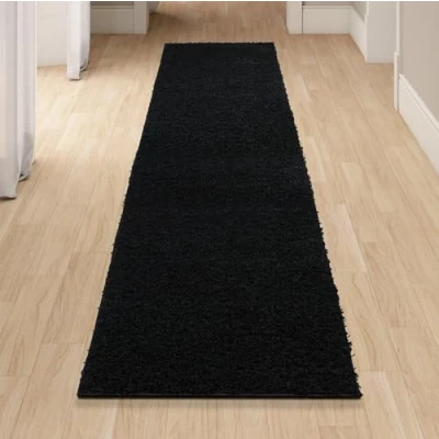 Image of homeart Area Rug Super Soft Shaggy Rugs For The Living Rooms, Bedrooms And Kitchen Modern, Easy To Clean Carpet 80x300 cm, Black