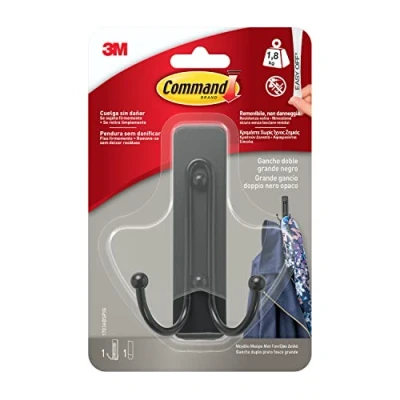 Image of Command 17036BSPIG Double Adhesive Hook, Large 17036B, Matt Black, L