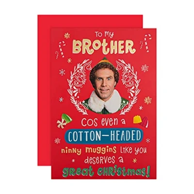 Image of Hallmark Christmas Card for Brother Funny Warner Bros Elf Design