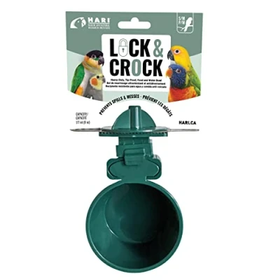 Image of Hari Lock &amp; Crock Food and Water Bowl, Pet Bird Cage Accessory, Small