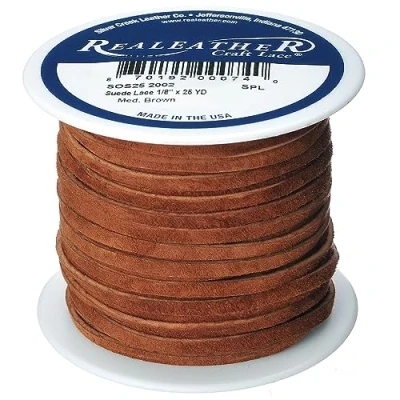 Image of Realeather Crafts Suede Lace Spool Medium Brown, 0.2&quot; x 50&#039;