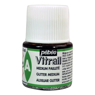 Image of Pebeo 45 ml Vitrail Sparkling Medium Stained Glass Effect Paint, Transparent, 51001