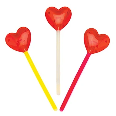 Image of Baker Ross Heart Glow Stick Magic Wands Pack of 3, Valentines Days Crafts (AT493)