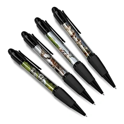 Image of DV DESIGN Set of 4 Goat Black Ballpoint Pens Farm Farmer Kid Wild Goats Floral Animals Friends Boys Girls Men Women Theme Pen #79348