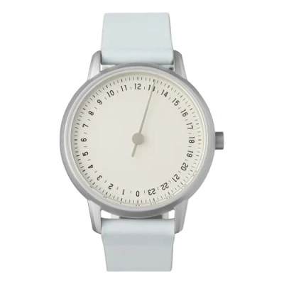 Image of SLOW Round S 10 Blue Leather, Silver Case, White Dial