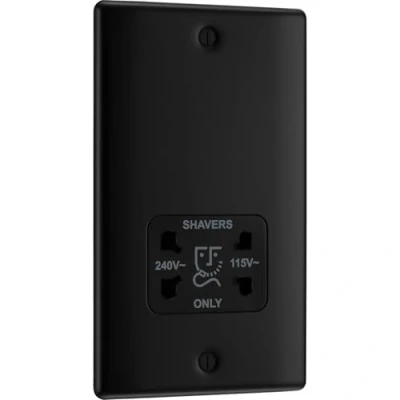 Image of BG Electrical 115 and 240 Volts Dual Voltage Shaver Socket, Matt Black