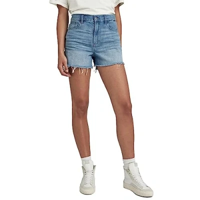 Image of G Star RAW Womens 3301 Ripped Shorts Navy Cotton Size 27 (Waist)