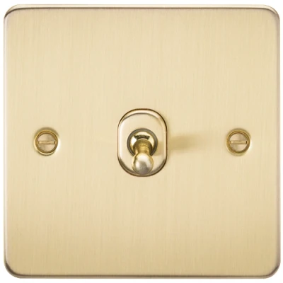 Image of KnightsBridge Flat Plate 10AX 1G 2 Way Toggle Switch Brushed Brass