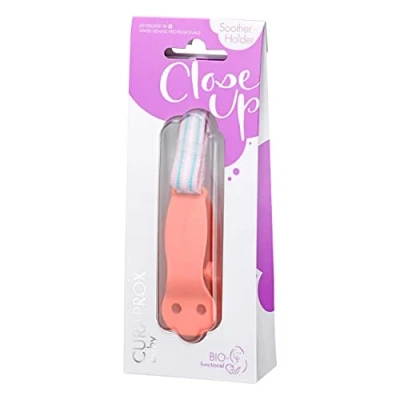 Image of Curaprox Baby Dummy Holder, Suitable for Dummy, Coral Opaque