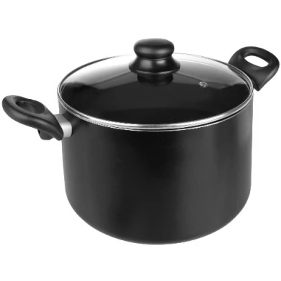 Image of IBILI Stock Pot Inducta with lid 16 cm, Aluminium, Black/Transparent
