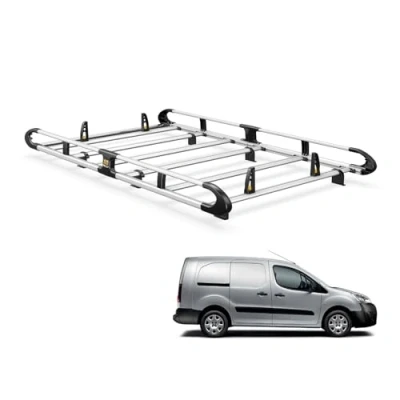 Image of Van Guard ULTI Rack+ Aluminium Bar Heavy Duty Roof Rack for Peugeot Partner (08 18) [L2] Includes Full Width Rear Roller and 2 Pairs Load Stops