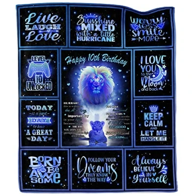 Image of Akoigun 10 Year Old Boy Gift Ideas, Birthday Gifts for Boy, 10th Boys Blanket, Girl Gifts, Decorations Throw Blanket 60&quot;X50&quot;