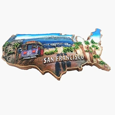 Image of 3D San Francisco USA Fridge magnet Souvenir， Home &amp; Kitchen Decoration sticker refrigerator tourist souvenir gift