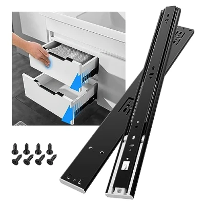 Image of SHUHANG Push to Open Drawer Runners Cabinet Slides Heavy Duty 45 kg Load Capacity Full Extension Elastic Switching with Ball Bearing 350 400 450 500 550 600 mm, Side Mount 1 Pair