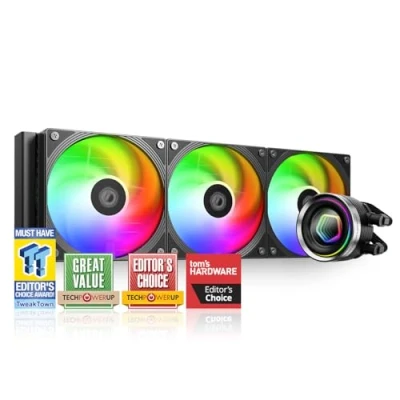 Image of ID COOLING FX360 INF 360mm Liquid CPU Cooler, AIO Cooler with ARGB Infinity Mirror Effect, 3x120mm Daisy chained Fans Low noise Operating 27.2dB(A) Max., Intel LGA1851/1700/1200/115X &amp; AMD AM5/AM4