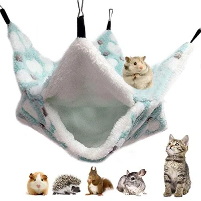 Image of zfdg Small Hanging Pet Cag, Animals Cage Hammock, Guinea Pig Warm Hamster Hammock Sleeping, for ferret Squirrel Rat Other Playing Sleeping (Green)