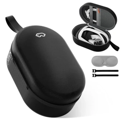 Image of ProCase Hard Carrying Case Fit for Oculus Meta Quest 3S/3/Quest 2/Vision Pro VR Gaming Headsets, Compatible with Elite Strap/Kiwi Design/BOBOVR Battery Head Strap and Controller Accessories Black
