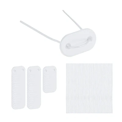 Image of Relaxdays Privacy Screen, 52 Mounting Wires &amp; Plates Each, for Balcony, Fixing Kit Visibility Shield Mats, White, 15x0.1cm