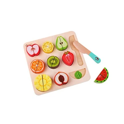 Image of Classic World Cutting Fruit Puzzle Wooden Play Food Toy 20 pieces Colourful Kitchen Pretend Playset and Veg Toys Educational Learning Suitable for 18 Months +