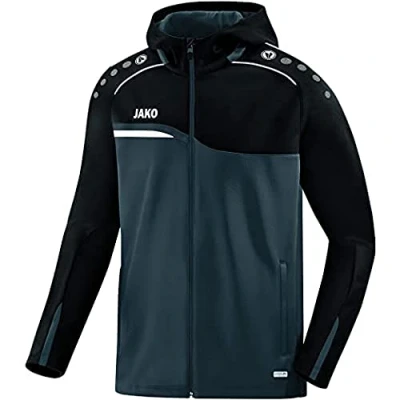 Image of JAKO Men&#039;s Kapuzenjacke Competition 2.0 Hooded Jacket, Anthracite/Black, 128