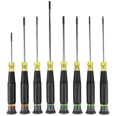 Image of Klein Tools 85617 Mini Precision Screwdriver Set, Slotted, Phillips, TORX, Cushion Grip Handles, Ideal for Terminal Blocks, Electronics