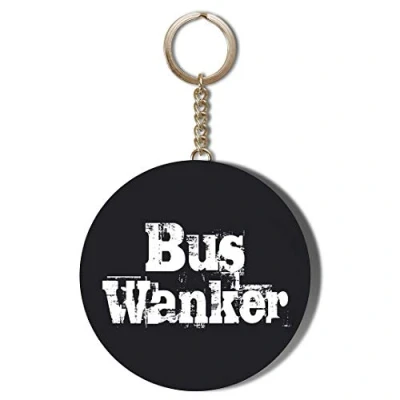 Image of Gift Insanity BUS WANKER BLACK WHITE WRITING 58mm CHAIN KEYRING