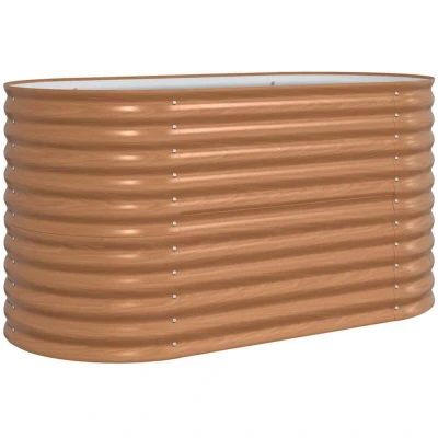 Image of vidaXL Raised Garden Bed Brown with Wood Look 160x80x81 cm Steel