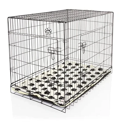 Image of Cozy Pet Dog Cage 48&quot; Black Inc Vet Bed ABS Tray Folding Puppy Crate Cat Carrier DCP48B + VB48C (We do not ship to Channel Islands.)