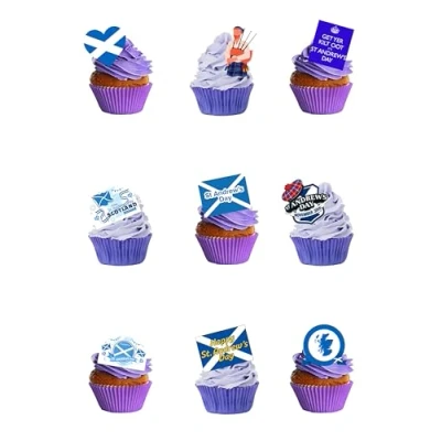 Image of Top That 33 Stand Up St Andrew&#039;s Day Scottish Celebration Themed Edible Wafer paper Cake Toppers Decors