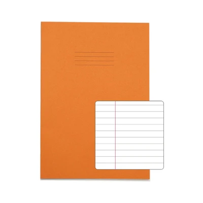 Image of Rhino A4 Exercise Books, 76 Page / 8mm Lined with Margin Paper Notebook, 50 Pack, Office &amp; School Stationery Supplies, Orange