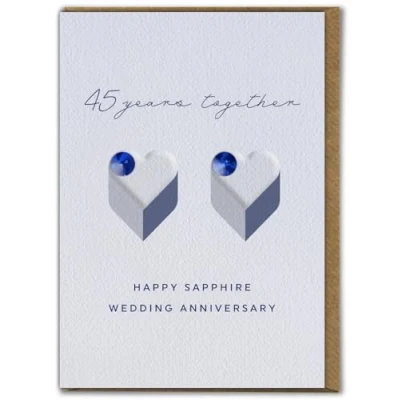 Image of Brainbox Candy Pretty Anniversary Card &#039;Sapphire Wedding Anniversary&#039; 45 Years Sapphire For Mum Dad Husband Wife Friends Family