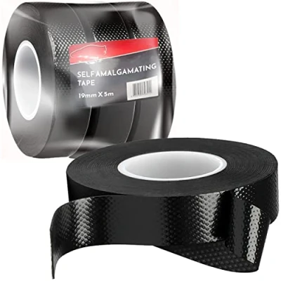 Image of Xtremeauto Self Amalgamating Tape 3 Pack 19mm X 5M Plumbing Tape, Rubber Waterproof Pipe Insulation Repair Sealing Joints, Black Electrical