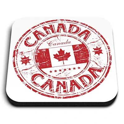 Image of 1 x Square MDF Fridge Magnet Canada Canadian Flag 7072