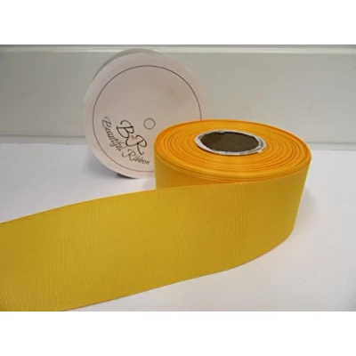 Image of Beautiful Ribbon 2 metres of 50mm Grosgrain Ribbed Marigold. Dark Yellow Double Sided 50 mm 5cm 2&quot; Inch