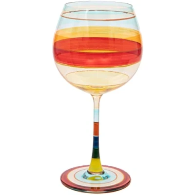 Image of Maturi Hand Painted Stripe Gin Glass, 625ml, Gift Boxed
