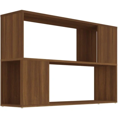 Image of vidaXL Engineered Wood Book Cabinet Brown Oak Bookcase with 2 Shelves Compact Storage Organizer for Books, DVDs and Decorative Items Suitable Home or Office