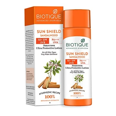 Image of Biotique Sandalwood Face and Body Sun Lotion SPF 50 UVA/UVB Sunscreen
