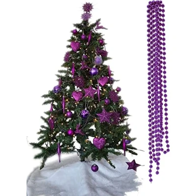 Image of UKDeals Direct® DARK PURPLE COLLECTION CHRISTMAS DROPLET BAUBLES TREE DECORATIONS GLITTER MATT ICICLES (3mtr Garland Bead)