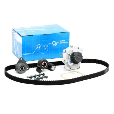 Image of VKMA06602, VKPC86618 Water Pump + Timing Belt Kit SKF VKMC 06602 with gaskets/seals 148 rounded tooth profile Sheet Steel VOLVO: V70 I