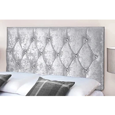 Image of Gallop Sleep Diamond Cut Crush Velvet Headboard for Divan Bed Bedroom Furniture (king Size 5 FEET, Height 20 INCHES, Grey)
